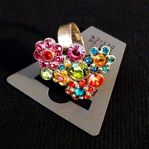 Multicolored crystal ring